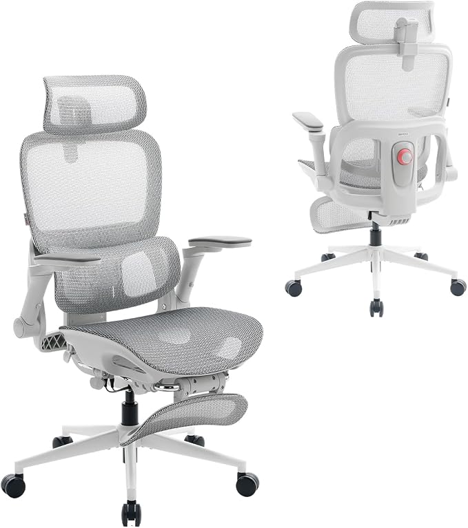 SIHOO B300 PRO Comfy Ergonomic Office Chair with FOOTREST, Mesh Computer Chair with 360° FILP-up 6D Armrests, 135° Reclining, Breathable Desk Chair for Home Office, Holds 300 LBS-Black