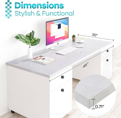 Kaboon Universal Tabletop 45"x20", Solid One-Piece Melamine Table Top, L-Desk Floating Desk DIY, Home and Office, White Rock