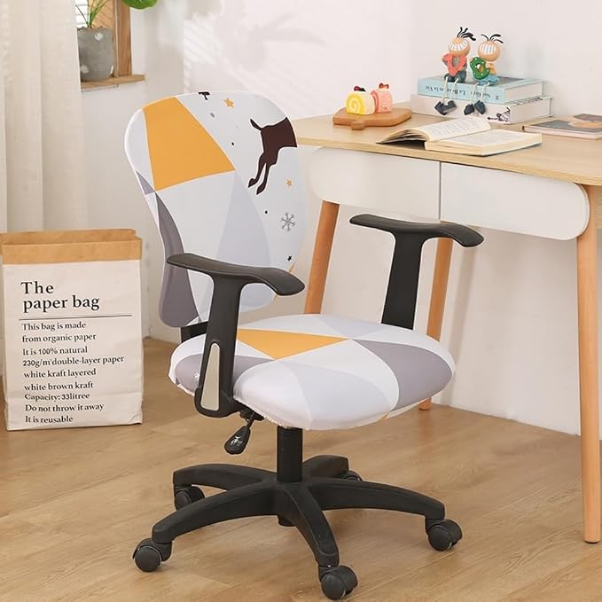 Jinzio Computer Office Chair Cover - Split Protective & Stretchable Cloth Polyester Universal Desk Task Chair Chair Covers Stretch Rotating Chair Slipcover (Deer)