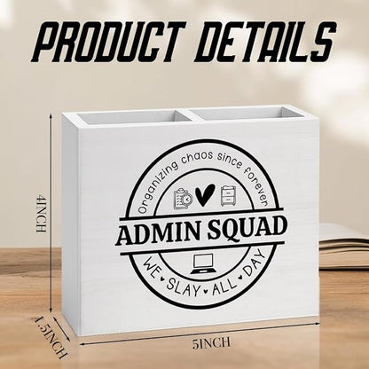 Administrative Assistant Office Decor Admin Office Decoration Administrative Professionals Gifts for Women Men Wooden Pencil Holder, School Admin Gifts Desk Decor