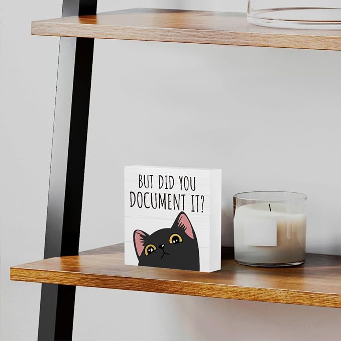mmiishe Did You Document It Cute Cat Desk Accessories for Coworkers Women | Funny Cat Themed Gifts for Women Colleagues Men Cubicle Accessories for Office Meeting Rooms Study Rooms Bedroom 5 x 5 Inches