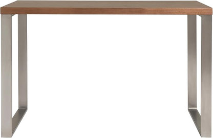Euro Style Dillon 47" Home Office Writing Gaming Desk | Modern Industrial with Warm Wood | Lacquer Finished Wood | Professional-Grade Construction for Daily Use | Walnut, Brushed Stainless Legs