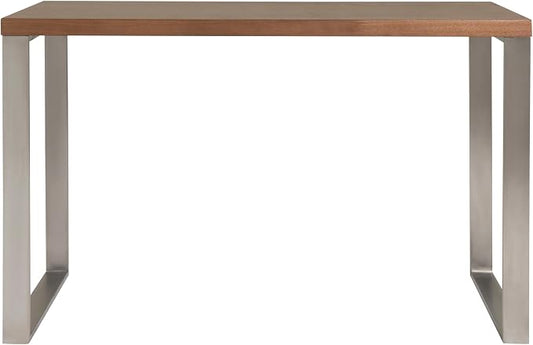Euro Style Dillon 47" Home Office Writing Gaming Desk | Modern Industrial with Warm Wood | Lacquer Finished Wood | Professional-Grade Construction for Daily Use | Walnut, Brushed Stainless Legs
