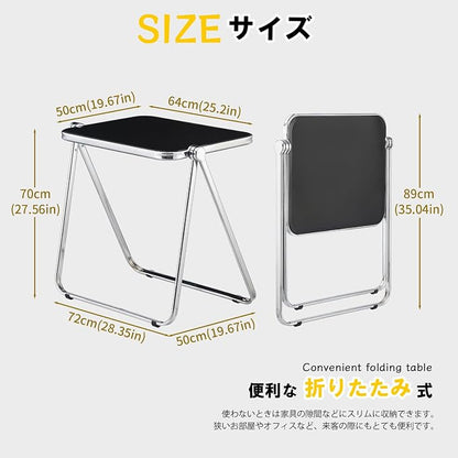 KAIHAOWIN Folding TV Tray Table Acrylic Foldable Table No Assembly Required Tiny Desk for Home Office Side Table Small Computer Desk for Small Spaces (Black)