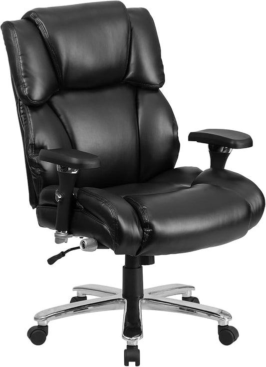 Flash Furniture Hercules Series 24/7 Intensive Use LeatherSoft Swivel Office Chair, Ergonomic High-Back Executive Chair with Padded Seat/Arms, Black