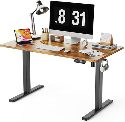 WALKINGDESK 48x24 Inches Whole Piece Electric Standing Desk, Seamless One Piece Height Adjustable Sit to Stand up Desk for Home Office, Ergonomic Computer Workstation, Rustic Brown