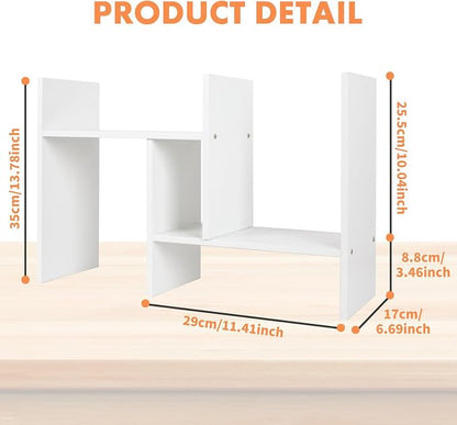 ShellKingdom Desk Shelf Organizer, H-Shaped Desktop Shelves, Adjustable Desktop Corner Shelf, Bookshelf Storage Rack and Cubicle Decor for Desk, Tabletop, School, Office, Dorm Desk Organizer - White