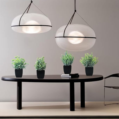 GREENTIME 4 Pack Fake Plants in Black Pot Small Artificial Eucalyptus Potted Plant Wheat Grass Mini Faux Greenery for Home Decor Indoor Office Table Room Farmhouse Bathroom Decorations