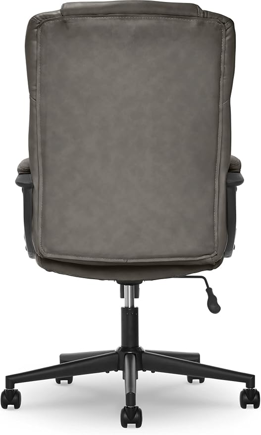 Serta Connor Executive Office Chair, Ergonomic Computer Chair with Layered Body Pillows, Contoured Lumbar, Adjustable Seat Height, Bonded Leather, Gray