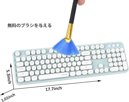 UBOTIE Colorful Wireless Keyboard and Mouse Combos, Retro Typewriter Floating Flexible Full-Sized Keys Computer Keyboard with Optical Mouse, 2.4GHz USB-A Connection for Windows Mac (Green-White)