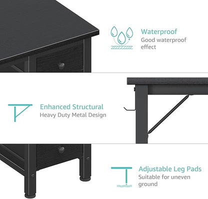 Lufeiya Small Gaming Desk with 4 Drawers, 40 Inch Kids Girls Teen Cute Study Desk for Bedroom, Reversible Work Computer Writing Table Desks for Small Space Home Office, Black