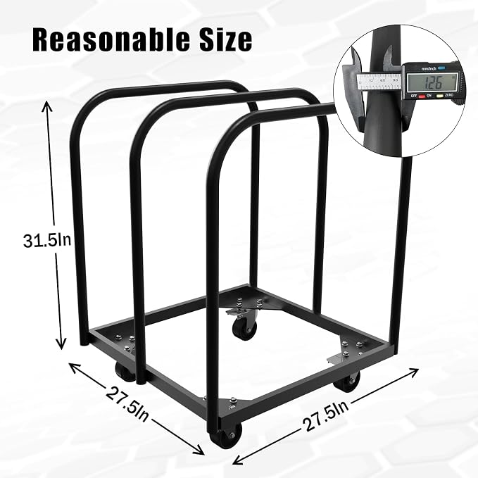 3 Pole Folding Table and Chair Cart-Panel Cart with 4Inch Swivel Caster 8PCS Table Storage Capacity Folding Chair&Table Dolly with 2PCS Straps to Store and Move Lumber,Mattress,Plywood,Box