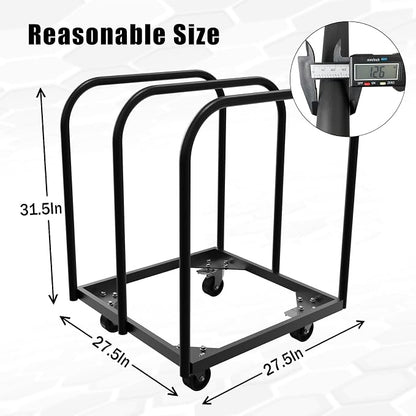3 Pole Folding Table and Chair Cart-Panel Cart with 4Inch Swivel Caster 8PCS Table Storage Capacity Folding Chair&Table Dolly with 2PCS Straps to Store and Move Lumber,Mattress,Plywood,Box