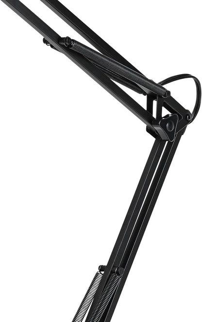 Globe Electric 5698601 28" Heavy Base Top Moving Spring Balanced Swing Arm Desk Lamp, Black, On/Off Rotary Switch on Shade, Office Decor, Reading Light, Home Essentials, Room Lighting