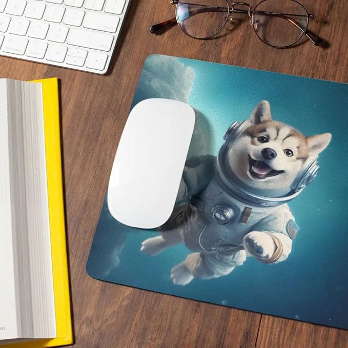 Mouse Pad Astronaut Dog in Space Mouse Pad Puppy floating in Space for Home Office Work Desk Computer Desktop Laptop for Dog Lovers (Siberian Husky)