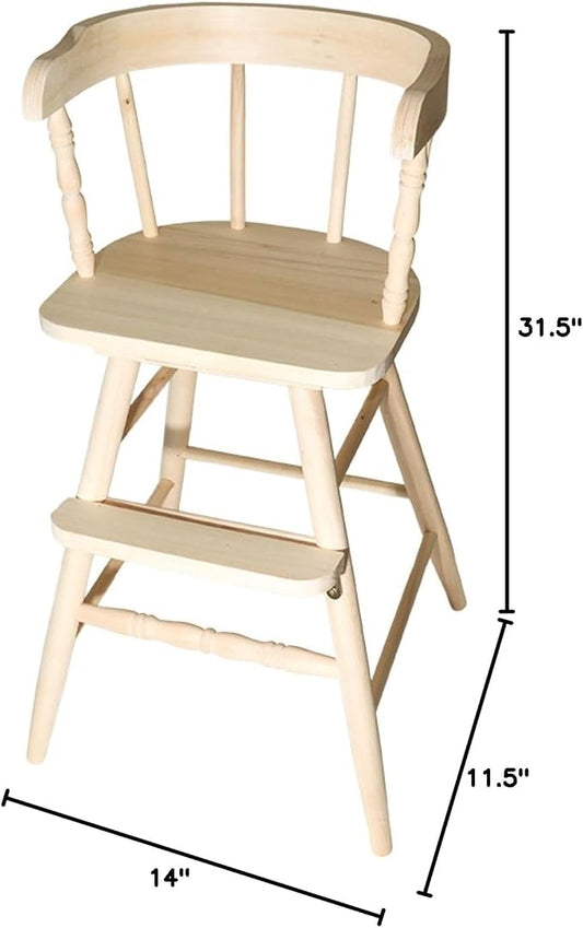 Sargent's Sons Amish Style Wooden Youth Chair, Desk Chair, Youth Dinning Chair with Step & Arms (Natural Unfinished)