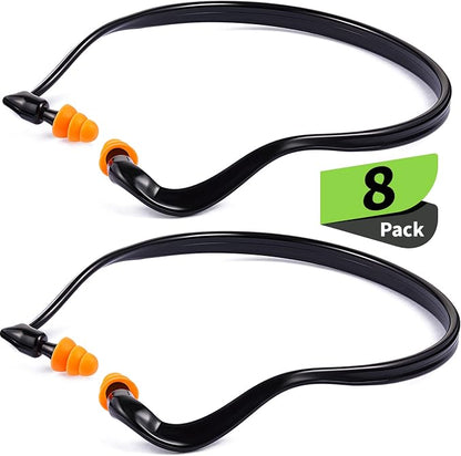 8 Pair Banded Ear Plugs Silicone Hearing Bands Lightweight Shooting Range Earplugs for Hearing Protection, Construction Work, Sleeping, Concerts, Motor Sports Racing (Black)