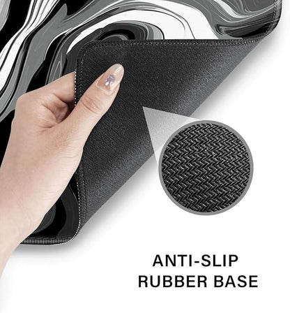 Desk Pad and Keyboard Wrist Rest, Large Mouse Pad + Keyboard Pad+Mouse Wrist Support, Non-Slip Desk Mat Protector for Office, Home 31.5×11.8 Inches Black & White Abstraction