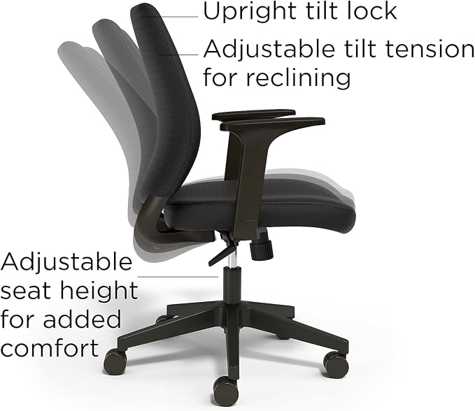 Staples Ergonomic Task Chair, Fabric, Black