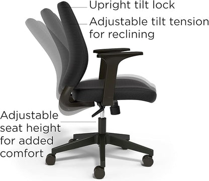 Staples Ergonomic Task Chair, Fabric, Black