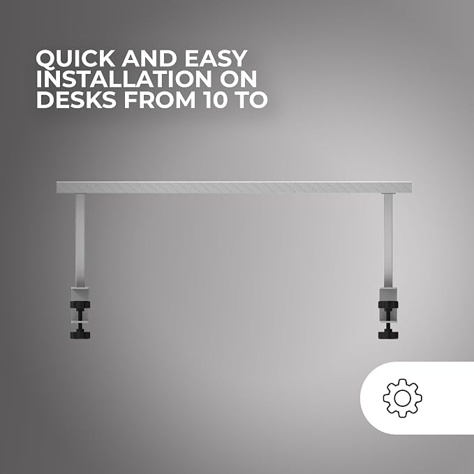 Mars Gaming MGDS, Monitor Raiser, Increases Monitor by 17 cm, Ergonomic Steel Table Stand, Carbon Fibreboard 60 x 20 cm, Screen Mount for Desks with 10 to 33 mm Thickness, White