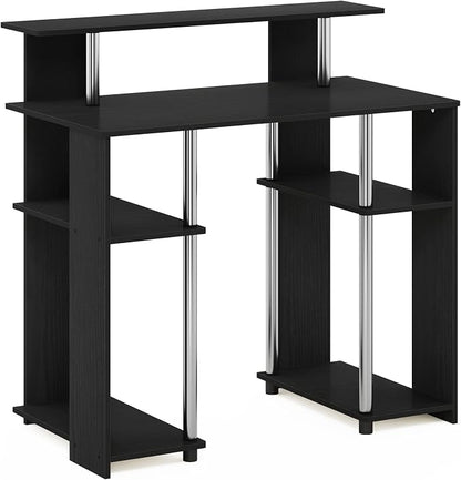 Furinno Jaya Simple Design Computer Writing Desk, Americano/Stainless Steel, 20.3 (D) x 35.6(W) x 35.7 (H) inches.