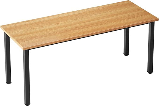 SogesHome 63 inches Computer Desk for Home Office, Modern Simple Large Gaming Desk, Writing Study Laptop Table Workstation with Metal Frame, Teak and Black