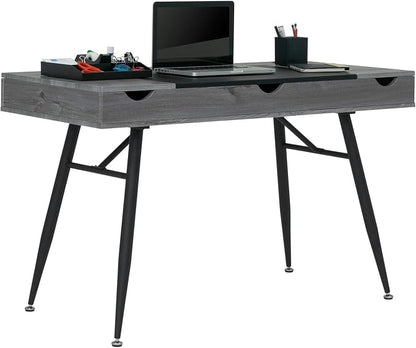 Calico Designs Nook Modern Office Laptop Writing Desk- 47.25″ Wide Home Workstation Space-Saving with Storage Compartments, Greywash