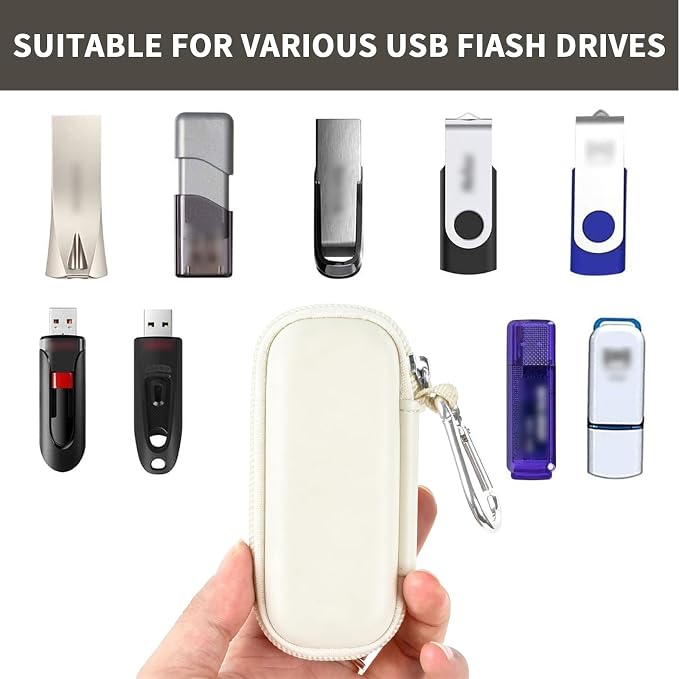 USB Flash Drive Case, SD Card Holder Compatible with Thumb Drive, Memory Cards, SDXC SDHC Storage Bag, Electronic Accessories Organizer for SanDisk for Samsung for Inland (White)