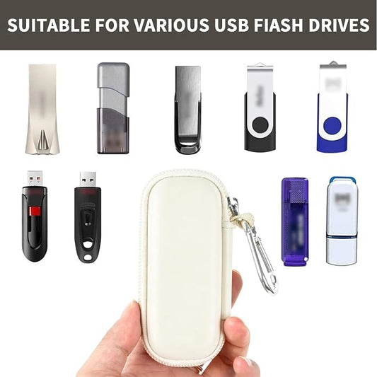 USB Flash Drive Case, SD Card Holder Compatible with Thumb Drive, Memory Cards, SDXC SDHC Storage Bag, Electronic Accessories Organizer for SanDisk for Samsung for Inland (White)