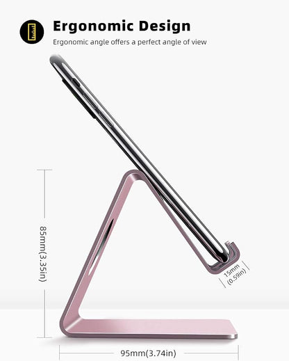 Lamicall Pink Phone Stand, Desk Accessories - Rose Gold Pink Cell Phone Holder, Office Decor, Office Desk Accessories, Suitable for iPhone 16 15 14 13 Pro Max, 4-8'' Phone