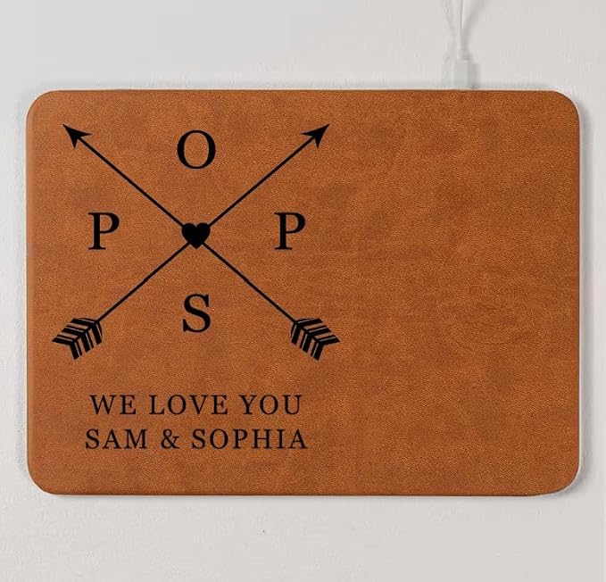 Personalized Leather Charging Mat, Papa We Love You Wireless Charging Desk Mat, Custom Dad Gift from Kids, Fathers Day Gift for Dad, Papa, Grandpa, Daddy 5