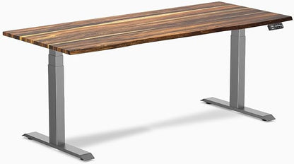 Desky Dual Hardwood Sit Stand Desk - 72x30 Electric Standing Desk - Dual Motor, 3 Stage Adjustable Height Desk - Solid Wood Standing Desk - Whole-Piece Top in Real Pheasant Wood