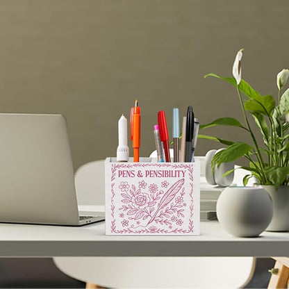 Pink Book Themed Decor Floral Writer Gifts Book Wooden Pencil Holder Desk Decor desk decor for book Lover Reader Writer Librarian Holder2828