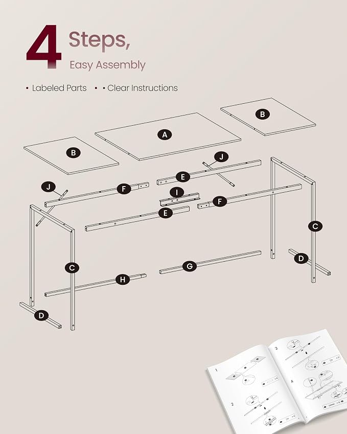 VASAGLE Computer Desk, Steel Frame and Particleboard Gaming Table, 63 x 23.6 x 29.9 Inch, Rustic Brown and Matte Black Small Desk for Bedroom and Home Office, Barnet Collection ULWD121K01