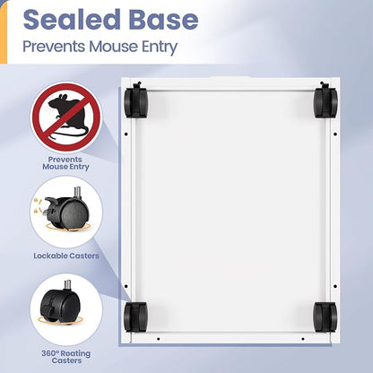 2-Drawer Rolling File Cabinet with Lock, Mobile Vertical File Cabinet for Hanging A4/Letter/Legal Size Folder, Under Desk Small Filing Cabinets for Home Office, Assembly Required,White
