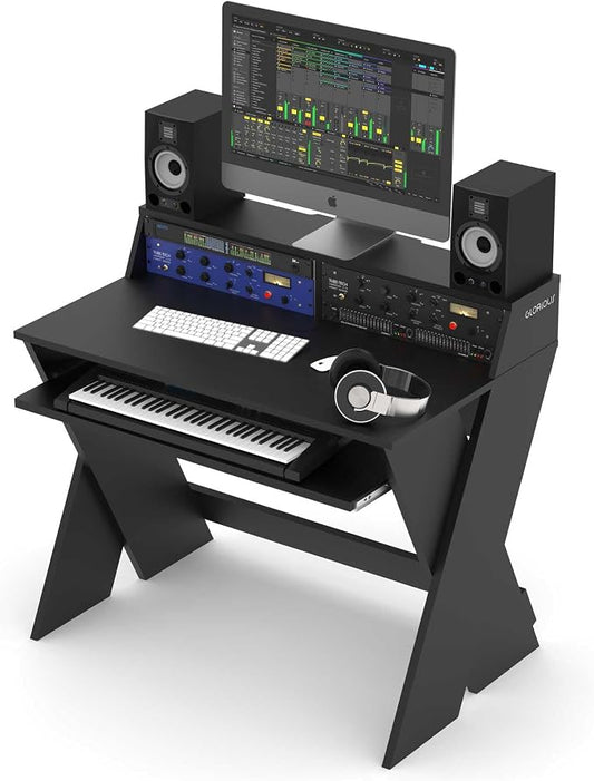 Glorious Sound Desk Compact Professional Studio Workstation with Pull-out Keyboard Compartment (Black)