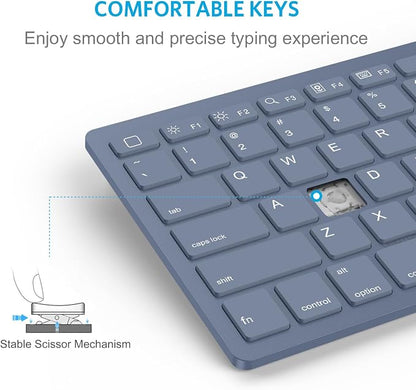 OMOTON Ultra-Slim Bluetooth Keyboard for iPad 11th/10th/9th/8th/7th, iPad Pro/Air/Mini and iPhone Series, Wireless iOS Keyboard with 12 Multimedia Keys for Office, Home, Travel, School, Deep Blue