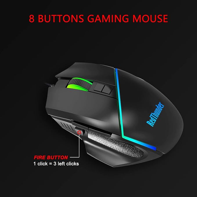 RedThunder One-Handed RGB Gaming Keyboard and Mouse Combo, 35 Keys Mini Gaming Keypad, 6400 DPI Mouse, Portable Game Controller for PC Gamer