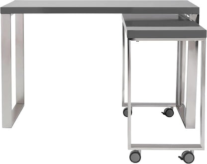 Euro Style Dillon 47" Home Office Writing Gaming Desk | Modern Industrial Minimalism | Lacquer Finished Wood | Professional-Grade Construction for Daily Use | Anthracite, Matte Black Legs