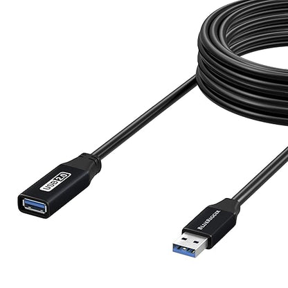 BlueRigger 2.0 Active USB Extension Cable 32FT (USB Extender Cord, 480 Mbps, Male to Female) Long USB Extension Cord for Webcam, VR Headset, Printer, Hard Drive, Keyboard, Mouse