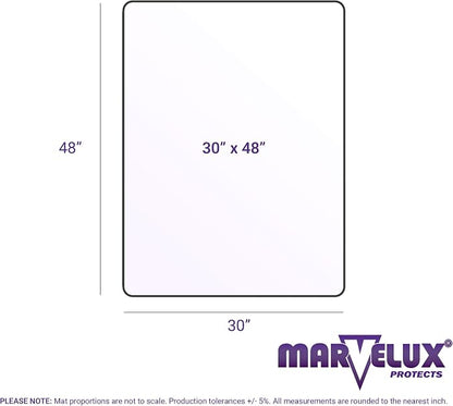 Marvelux Office Chair Mat for Hardwood Floors 30" x 48" Clear PVC Hard Floor Protector Mat for Under Desks, Rectangular Vinyl Floor Mat for Computer Desks and Gaming Chairs, Shipped Flat