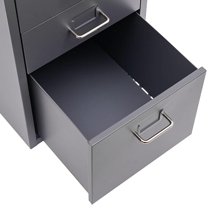 Metal Filing Cabinet with Wheels, 5 Drawers Mobile Storage Cabinet Small Printer Stand Vertical Organizer for Home Office