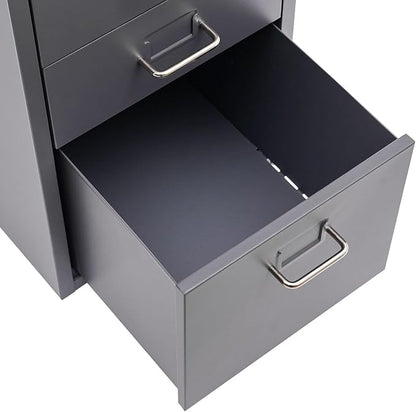 Metal Filing Cabinet with Wheels, 5 Drawers Mobile Storage Cabinet Small Printer Stand Vertical Organizer for Home Office