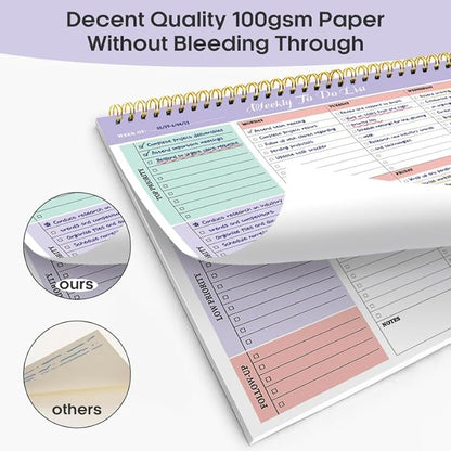 Taja Weekly To Do List Notepad with 52 Undated Sheets（8.5"×11"）- Weekly Desk Planner for Women & Man, Work and Home -1 Pack Violet Dream