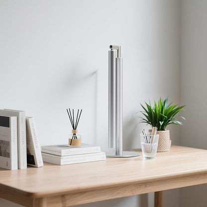 Metal Desk Lamp for Home Office - 16'' Foldable LED Desk Light for Reading, 4 Color Temps, 15W 1200Lm Dimmable Table Lamp with Flexible Arm, Task Lamp for College Dorm Study Painting, Silver
