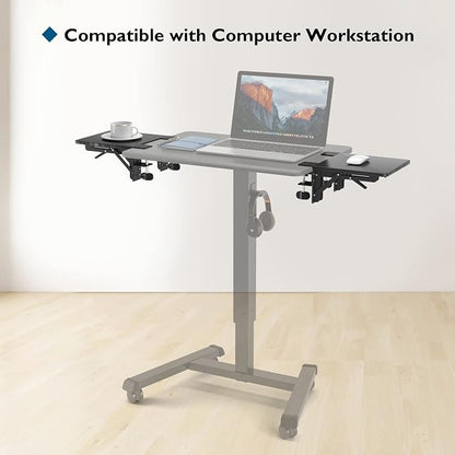 BONTEC Ergonomic Desk Extender Tray, 9.5"x9.1" Table Mount Arm Wrist Rest Shelf, 90°Foldable Elbow Support, Clamp on Computer Arm Rest for Desk, Office & Home Use,Durable Easy to Install,Black pattern