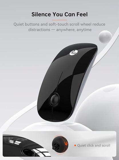 RAPIQUE R306C USB C Wireless Mouse for MacBook, Type-C 2.4GHz Portable Computer Mouse with USB-C Receiver, Silent Click, Slim Cordless Mouse, 3-Speed DPI, for iPad, Chromebook, Laptop, MacOS - Black