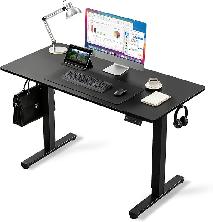 Electric Standing Desk, 32x19 Inches Height Adjustable Sit Stand up Desk with 3 Memory Presets & Child Lock, Quiet Motor, Heavy Duty Steel Frame for Computer Workstation, Black