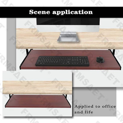 FRMSAET Furniture Accessories Office Product Suits Hardware 20/24/30 inches Keyboard Drawer Tray Wood Holder Under Desk Adjustable Height Platform. (30 inches, Mahogany)